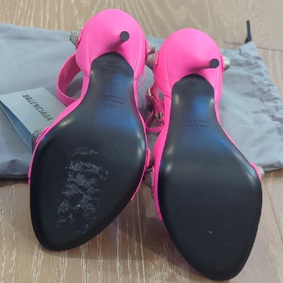 Balenciaga Vibrant Pink Strappy Heels, Size 9 - Picture 6 of 7